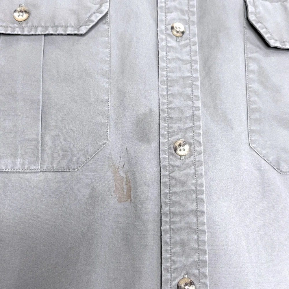 VTG BANANA REPUBLIC Archive Button Safari Mens Shirt M Khaki Stained 80s